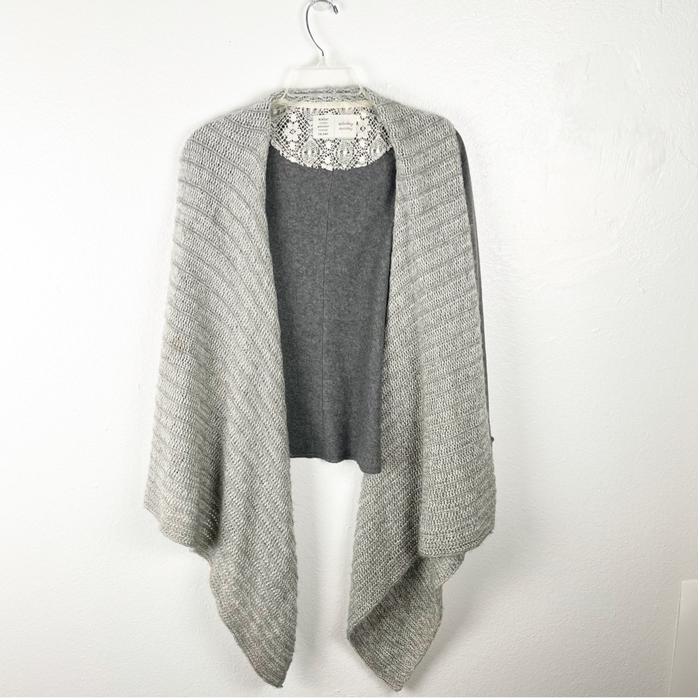 ANTHROPOLOGIE SATURDAY SUNDAY Gray Long Sleeves Open Waterfall Cardigan Size XS